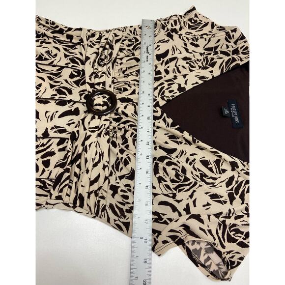 Perceptions Abstract Short Cap Sleeve Midi A-Line Dress Beige Women's Size 12 - Picture 8 of 10